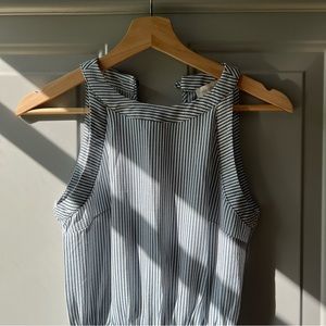 Blue and white striped jumpsuit